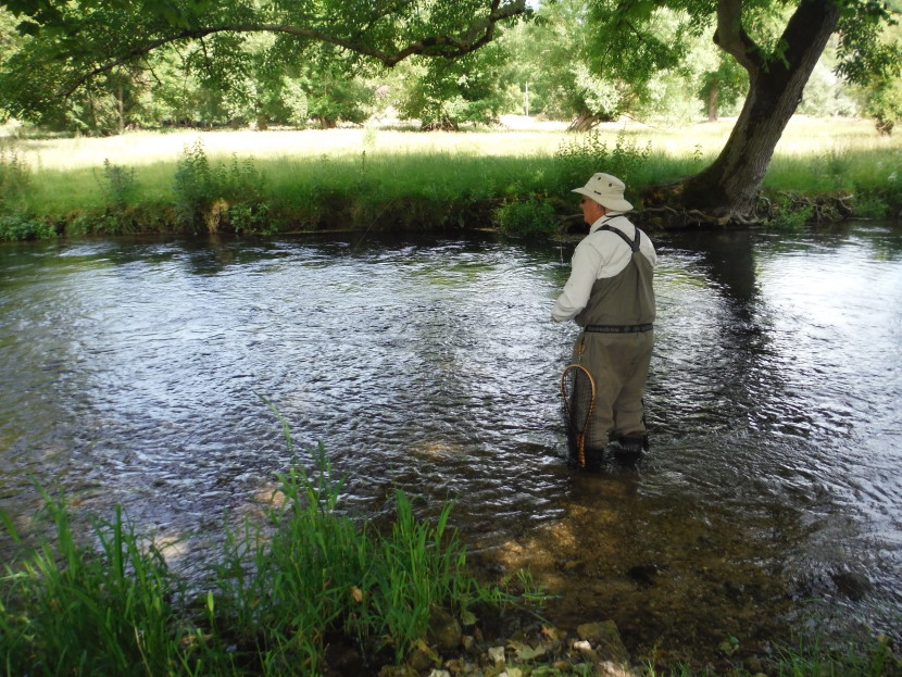 David Burren fishinbg the upper Avon at Heale